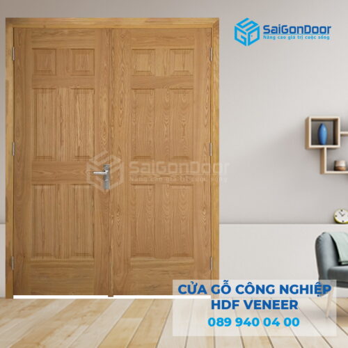 Cửa Gỗ HDF Veneer 2 canh 12A-Sồi-SGD